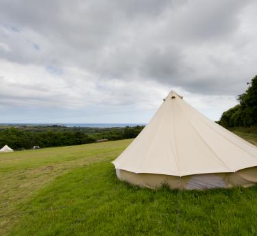 A view of the back of the tents onsite at the Eden Project